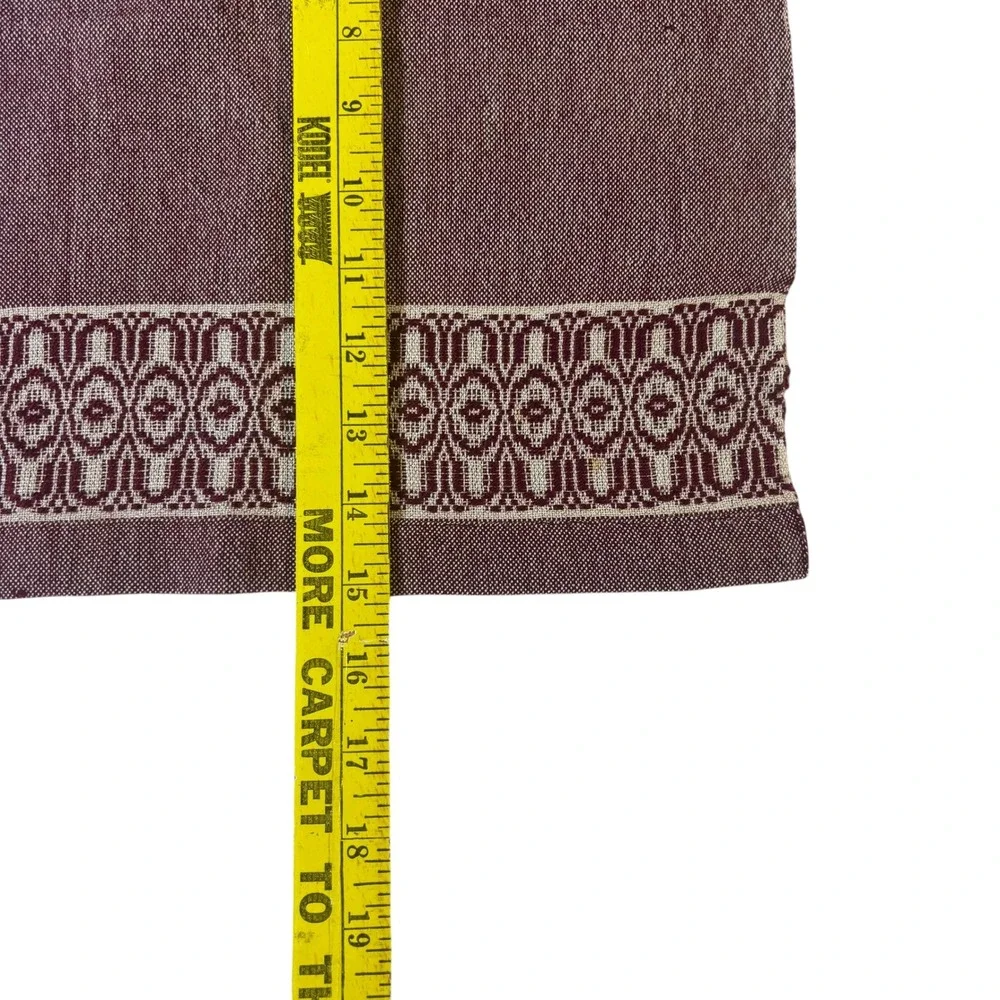 Vintage Handwoven Linen Napkins Set of 5 Plum Purple Geometric Border 13x15